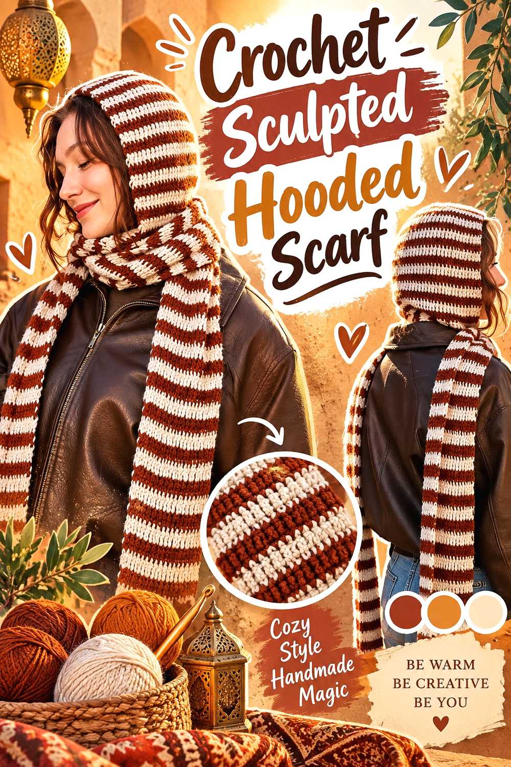 Crochet Sculpted Hooded Scarf