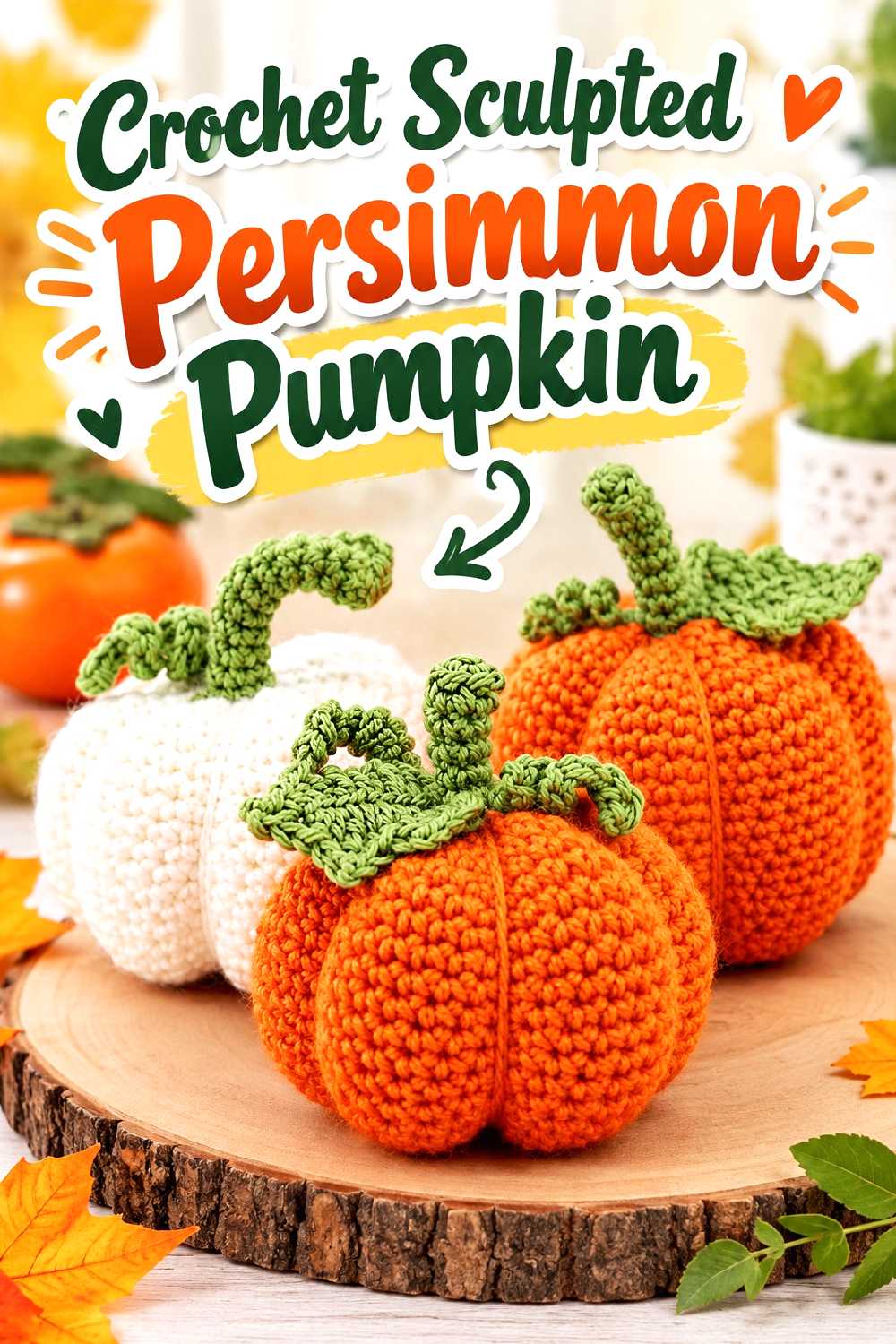 14. Crochet Sculpted Persimmon Pumpkin