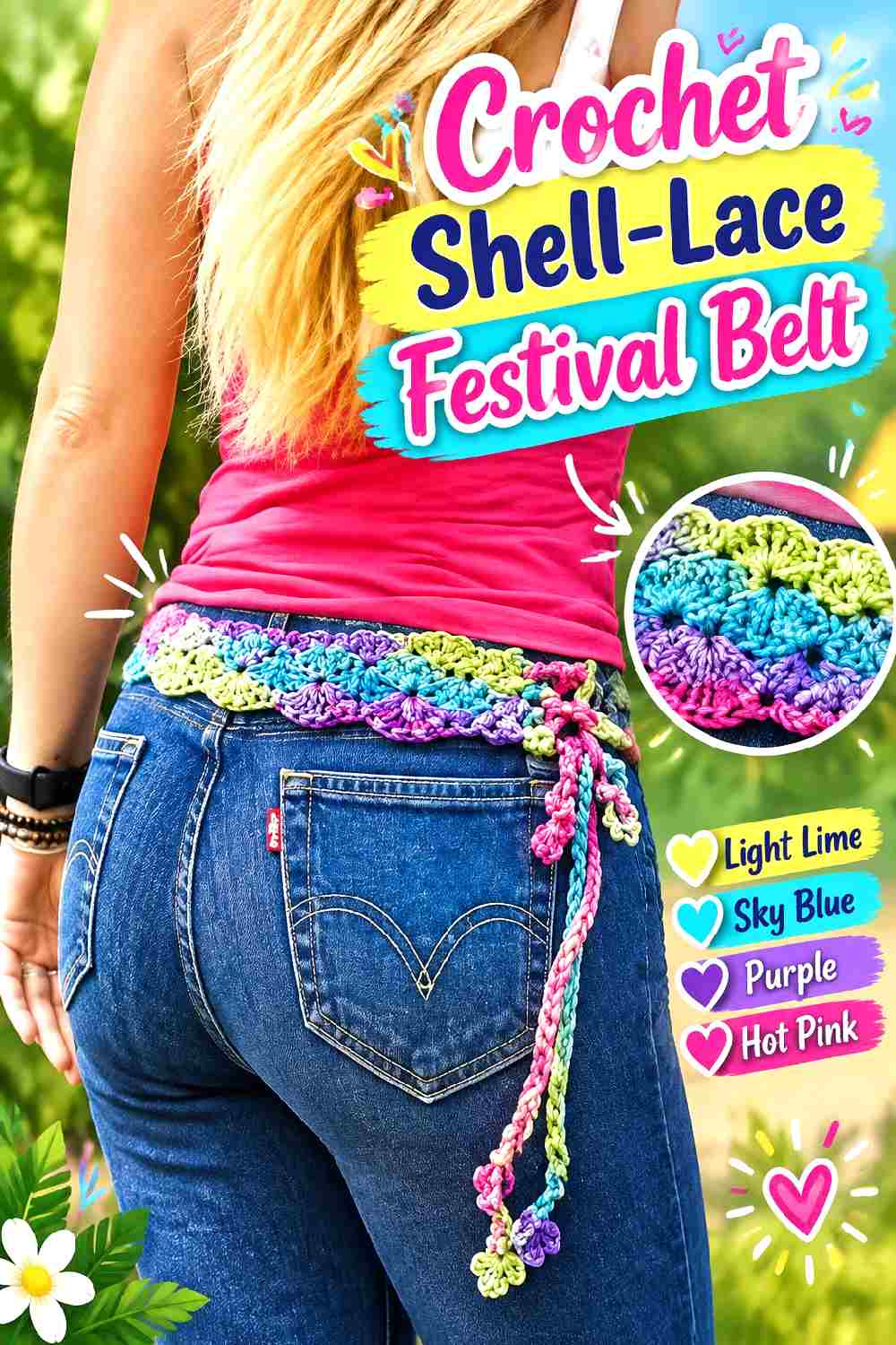 3. Crochet Shell Lace Festival Belt