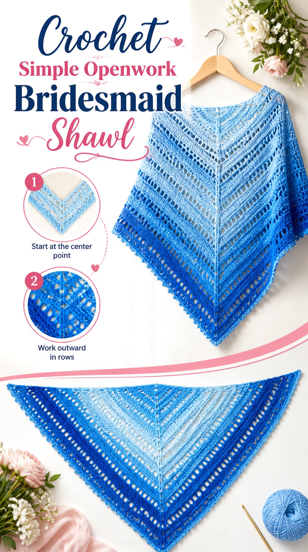 Crochet Simple Openwork Bridesmaid Shawl