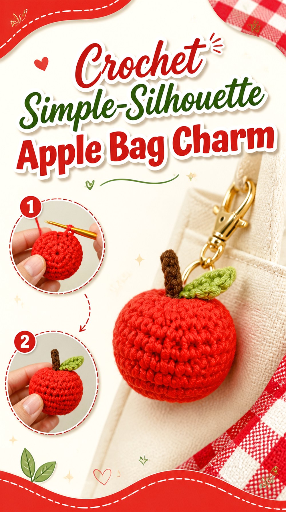 Crochet Simple Silhouette Apple Bag Charm