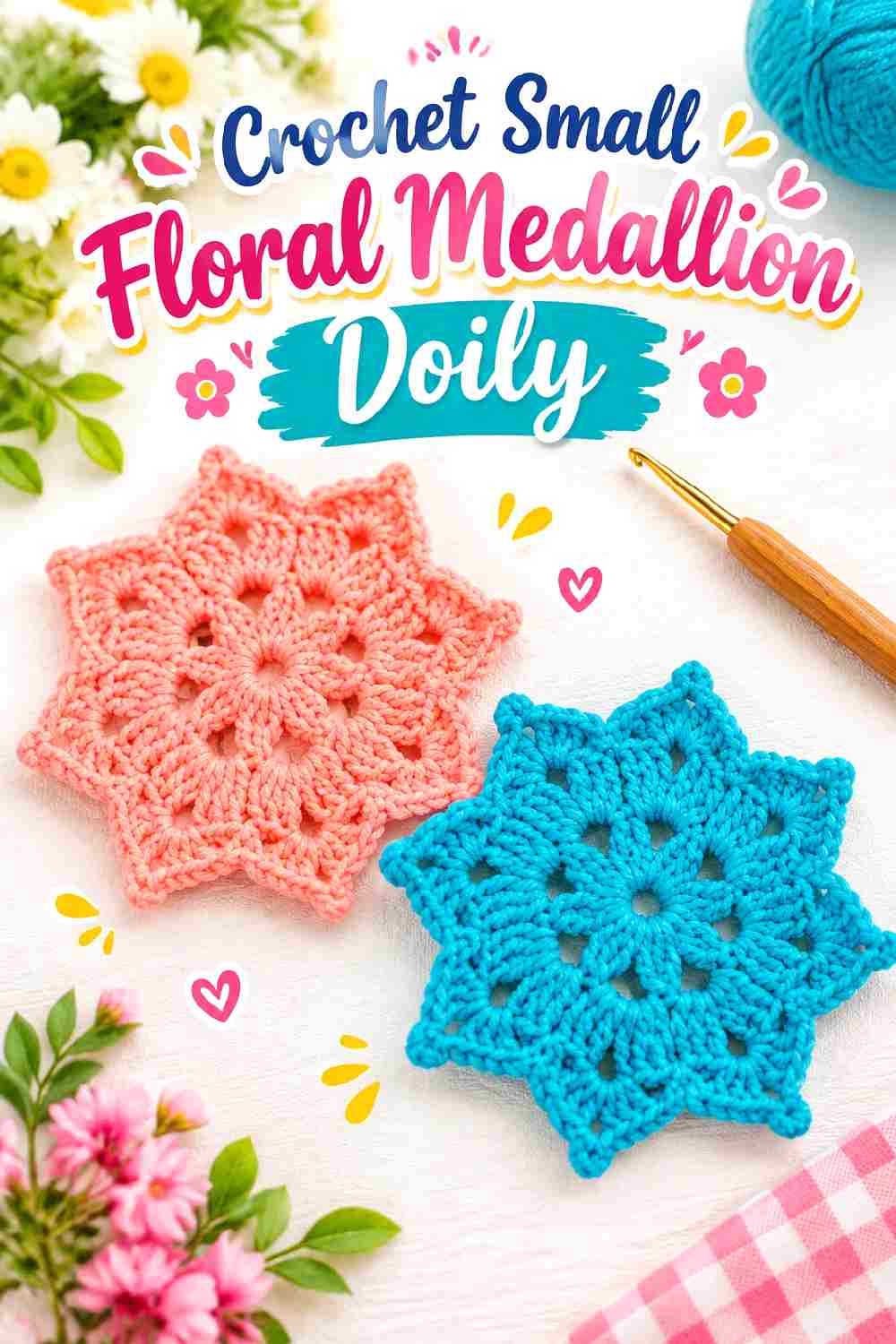 22. Crochet Small Floral Medallion Doily