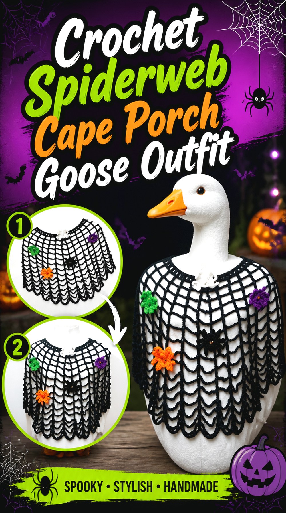 Crochet Spiderweb Cape Porch Goose Outfit