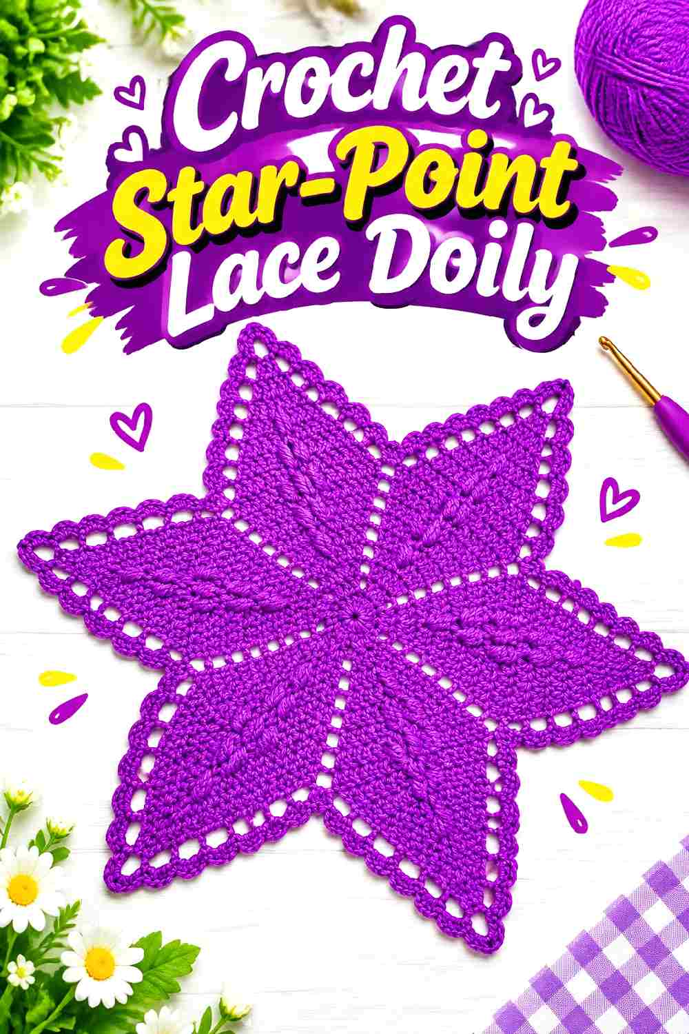 12. Crochet Star Point Lace Doily