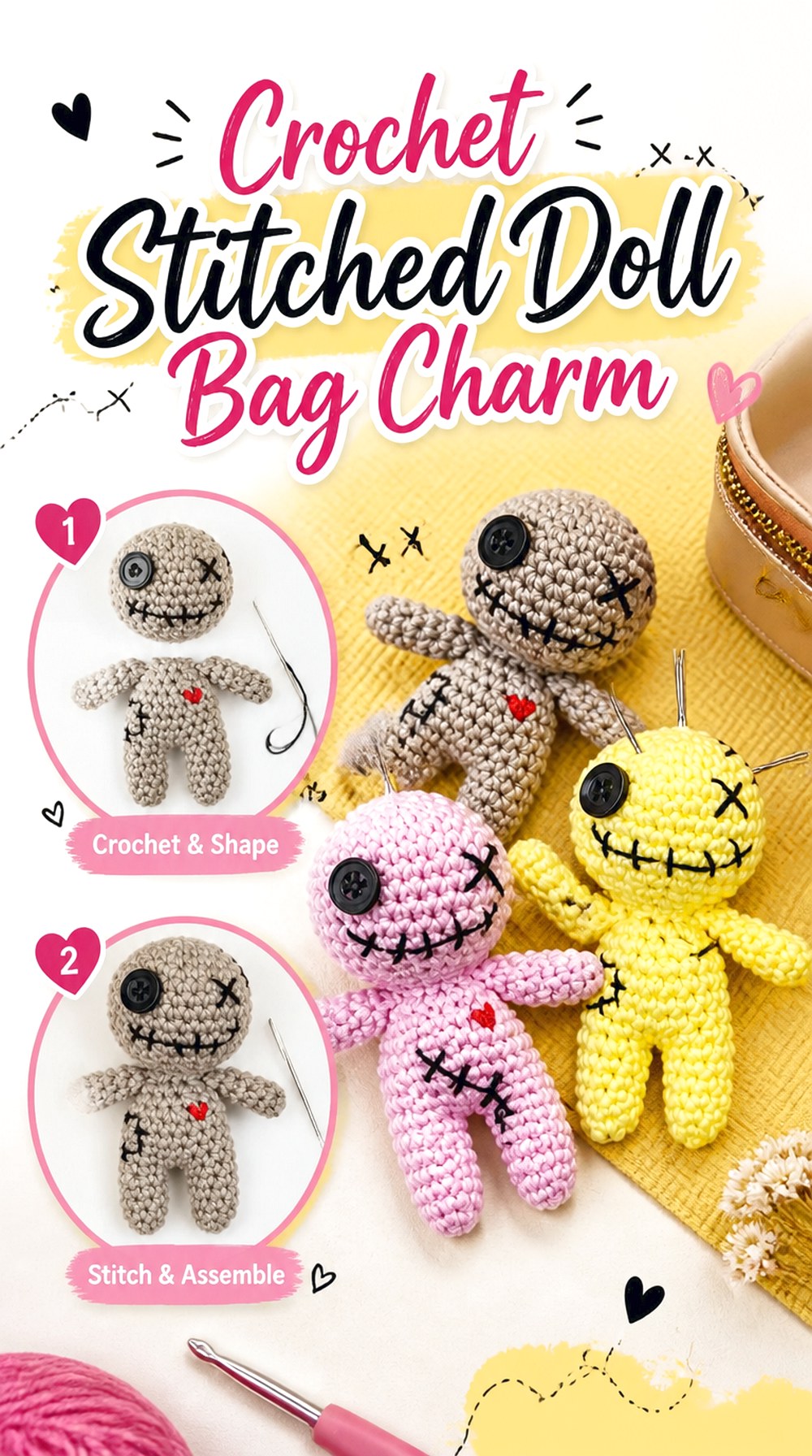 Crochet Stitched Doll Bag Charm