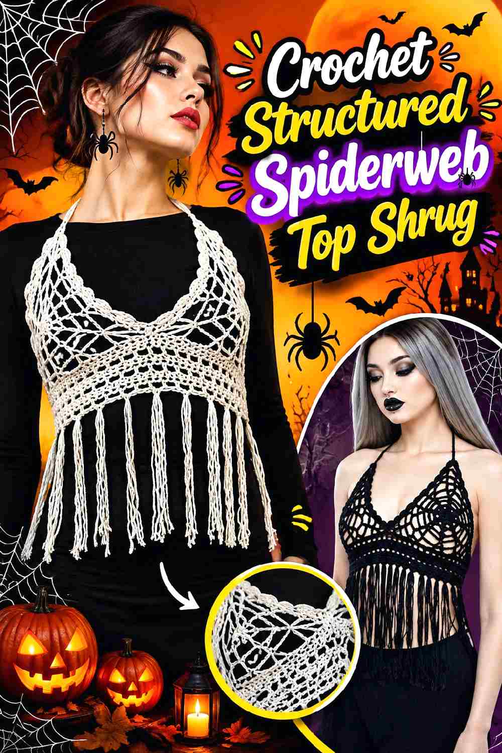16. Crochet Structured Spiderweb Top Shrug