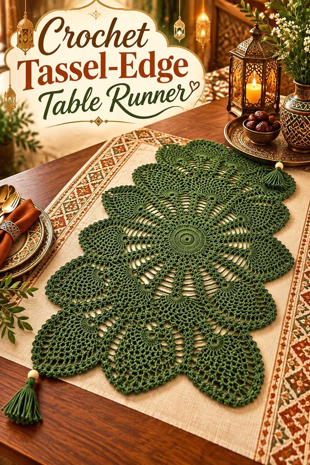 Crochet Tassel Edge Table Runner