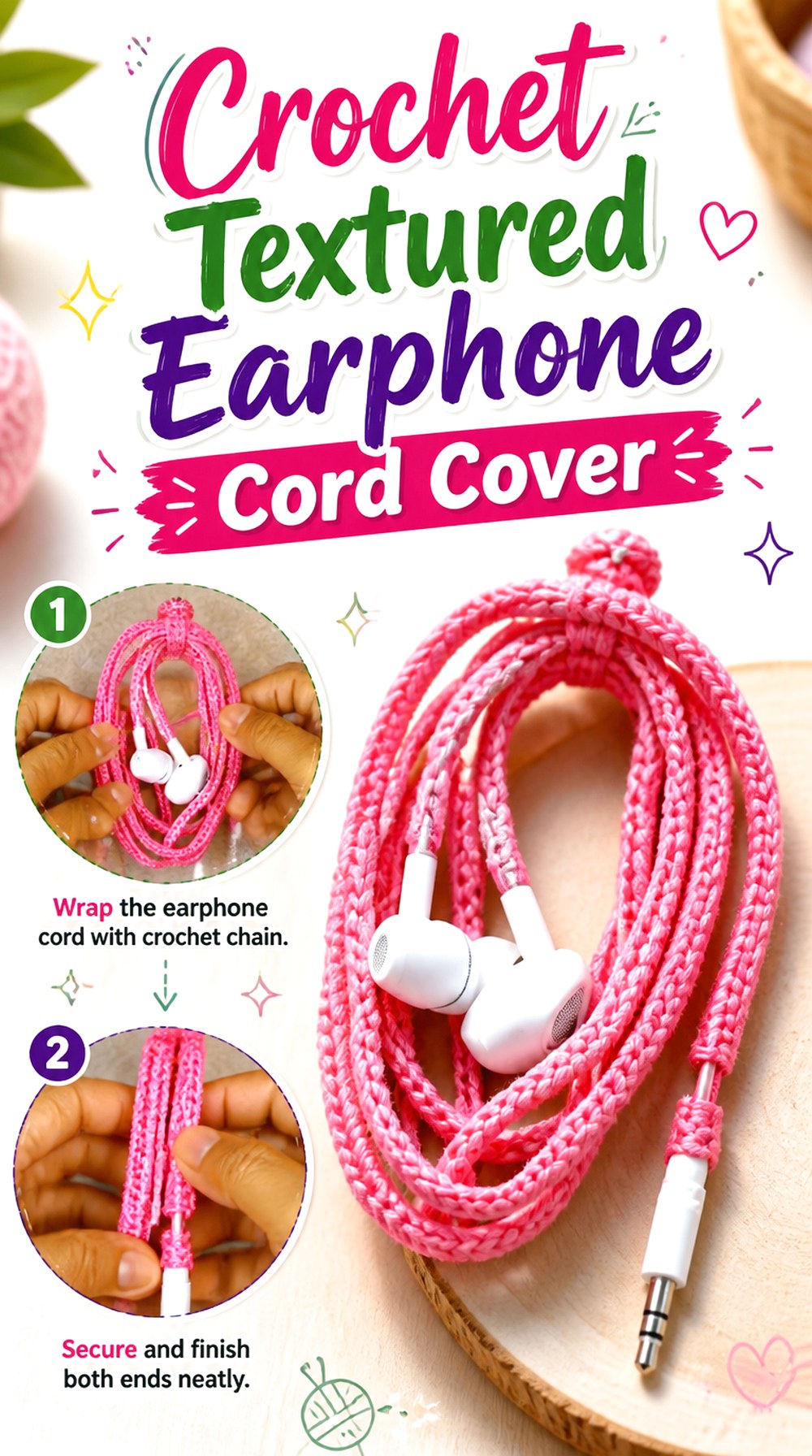 Crochet Textured Earphone Cord Cover