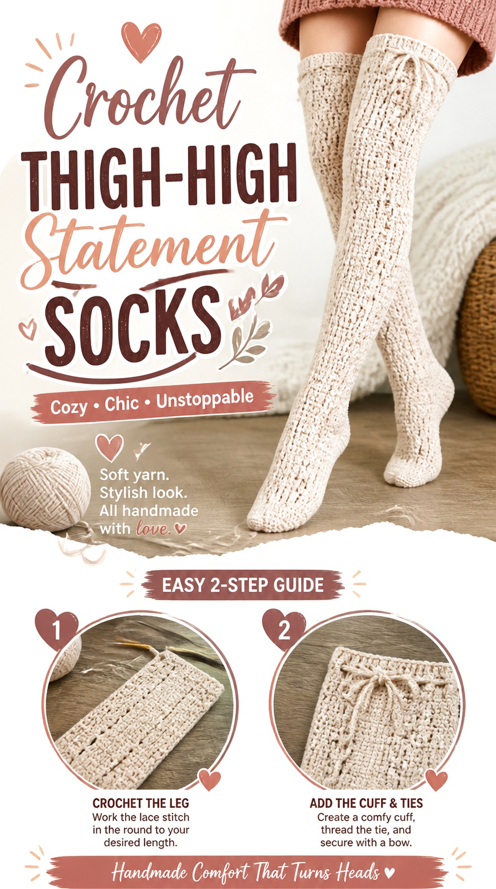 Crochet Thigh High Statement Socks