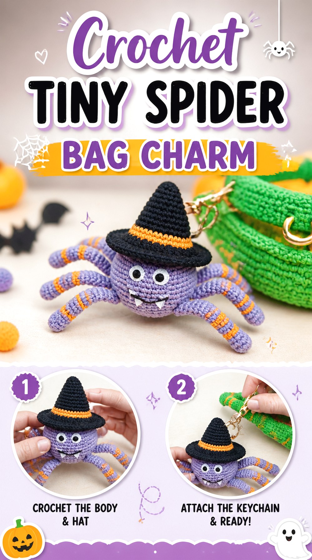 Crochet Tiny Spider Bag Charm