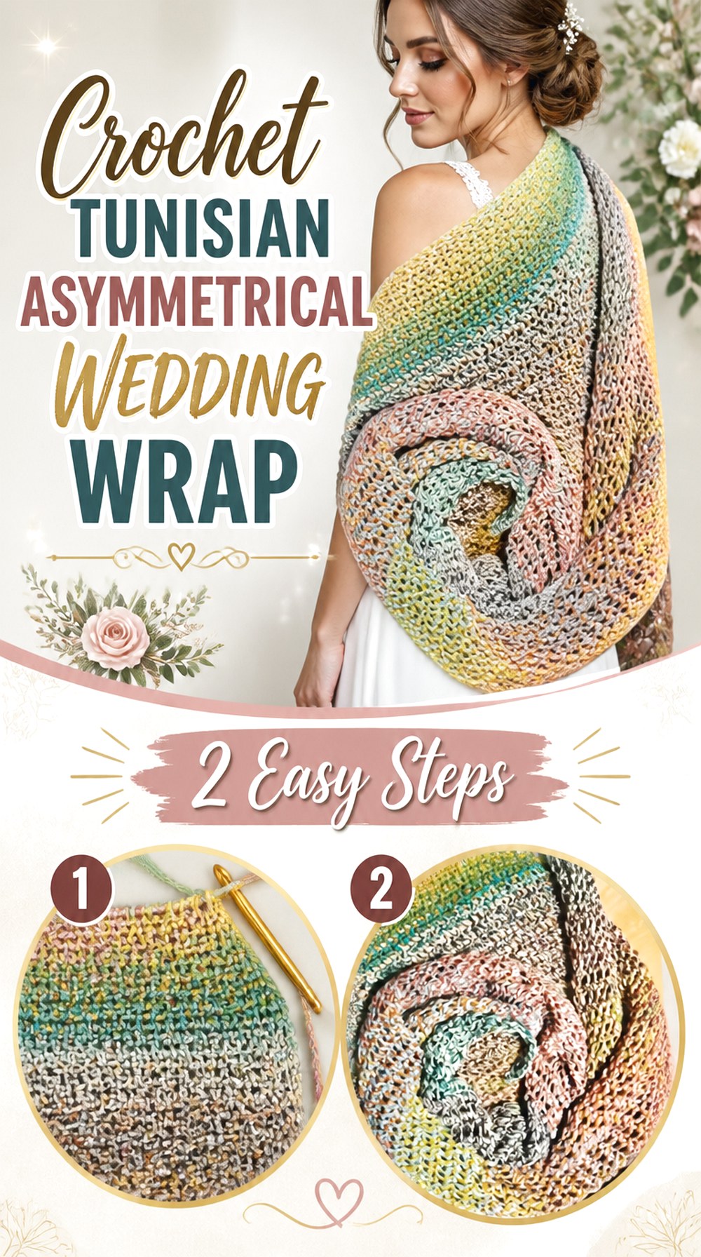Crochet Tunisian Asymmetrical Wedding Wrap