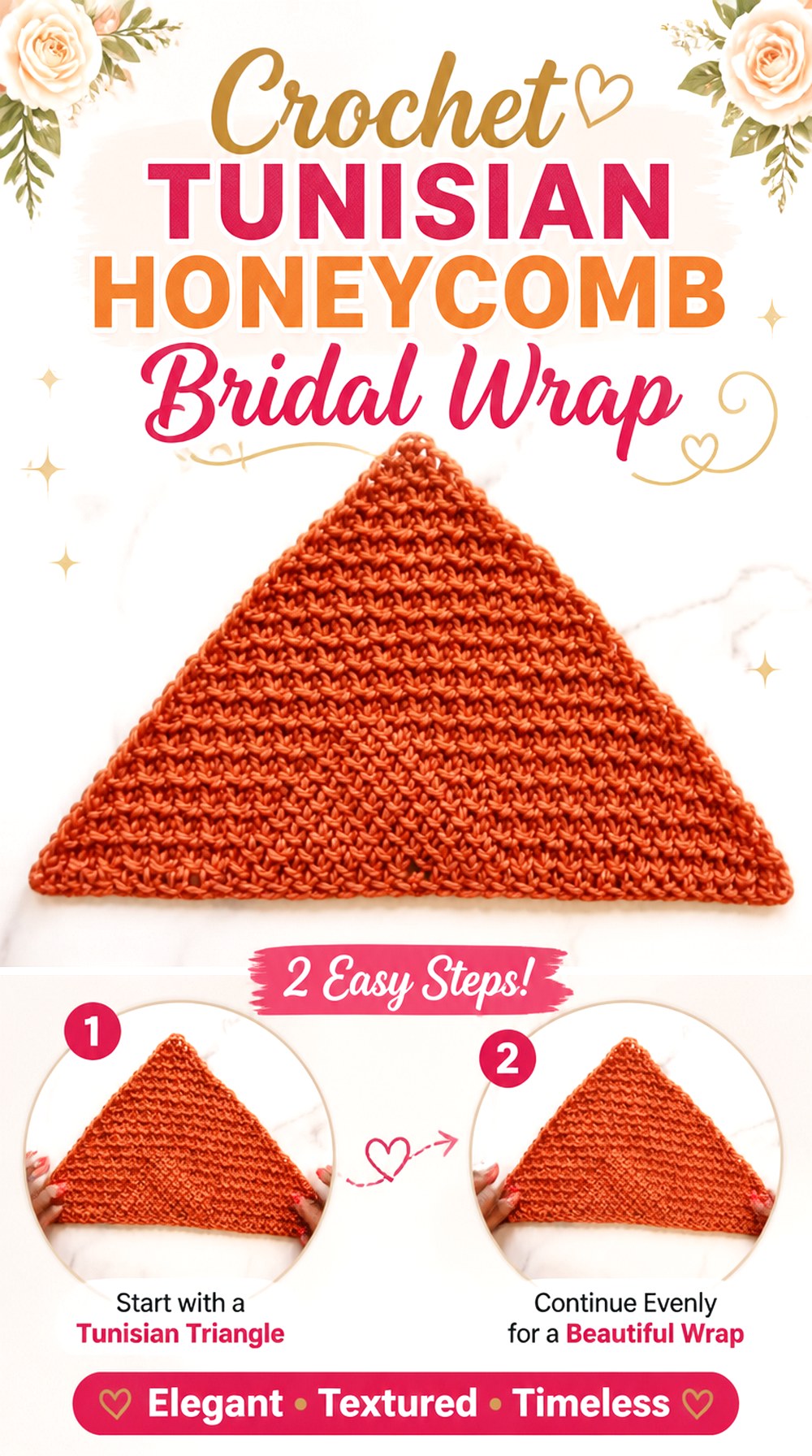 Crochet Tunisian Honeycomb Bridal Wrap