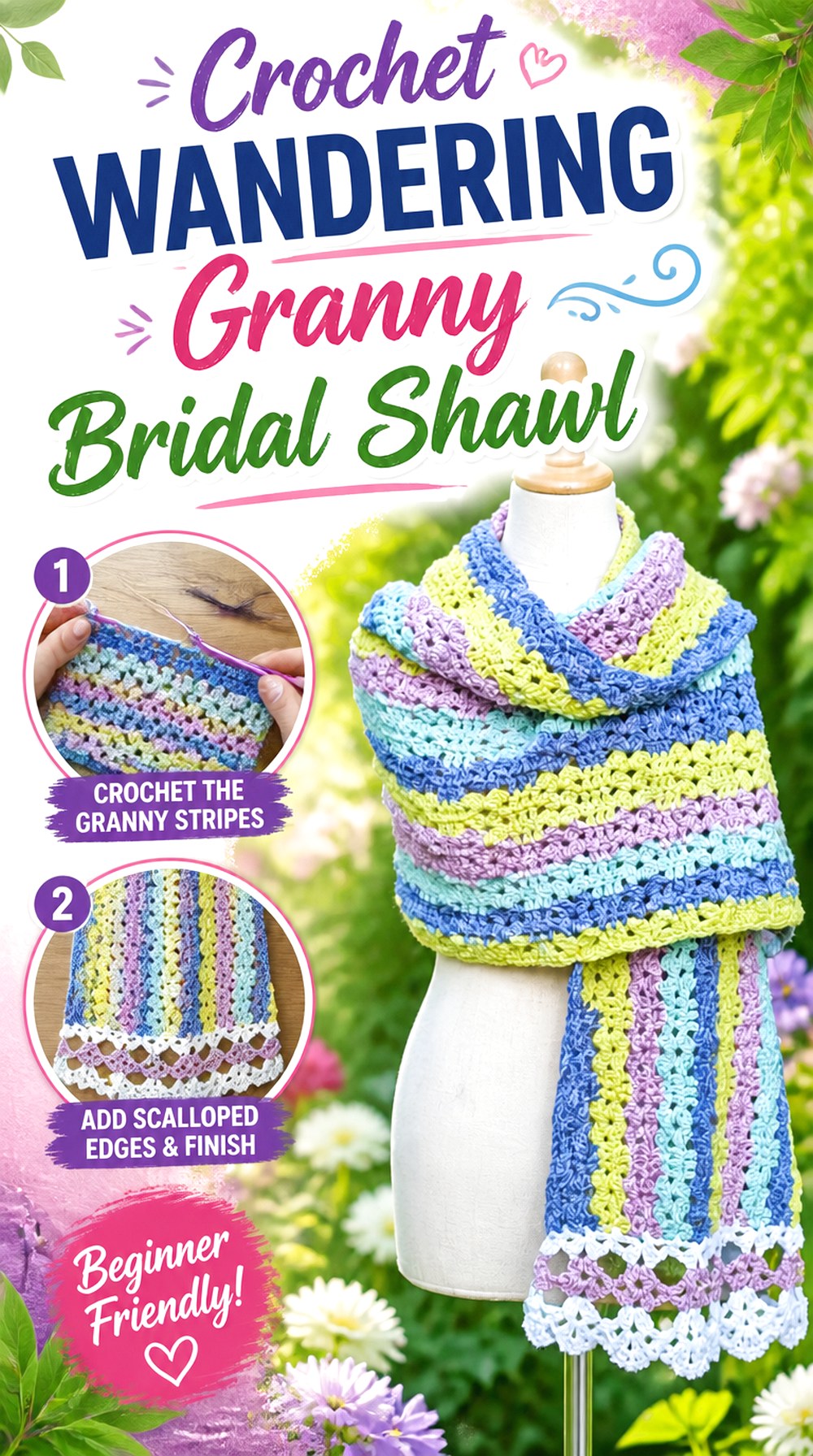 Crochet Wandering Granny Bridal Shawl