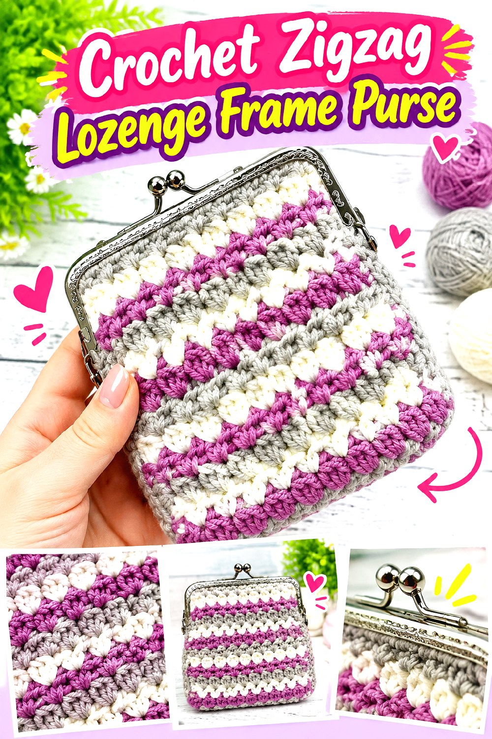Crochet Zigzag Lozenge Frame Purse
