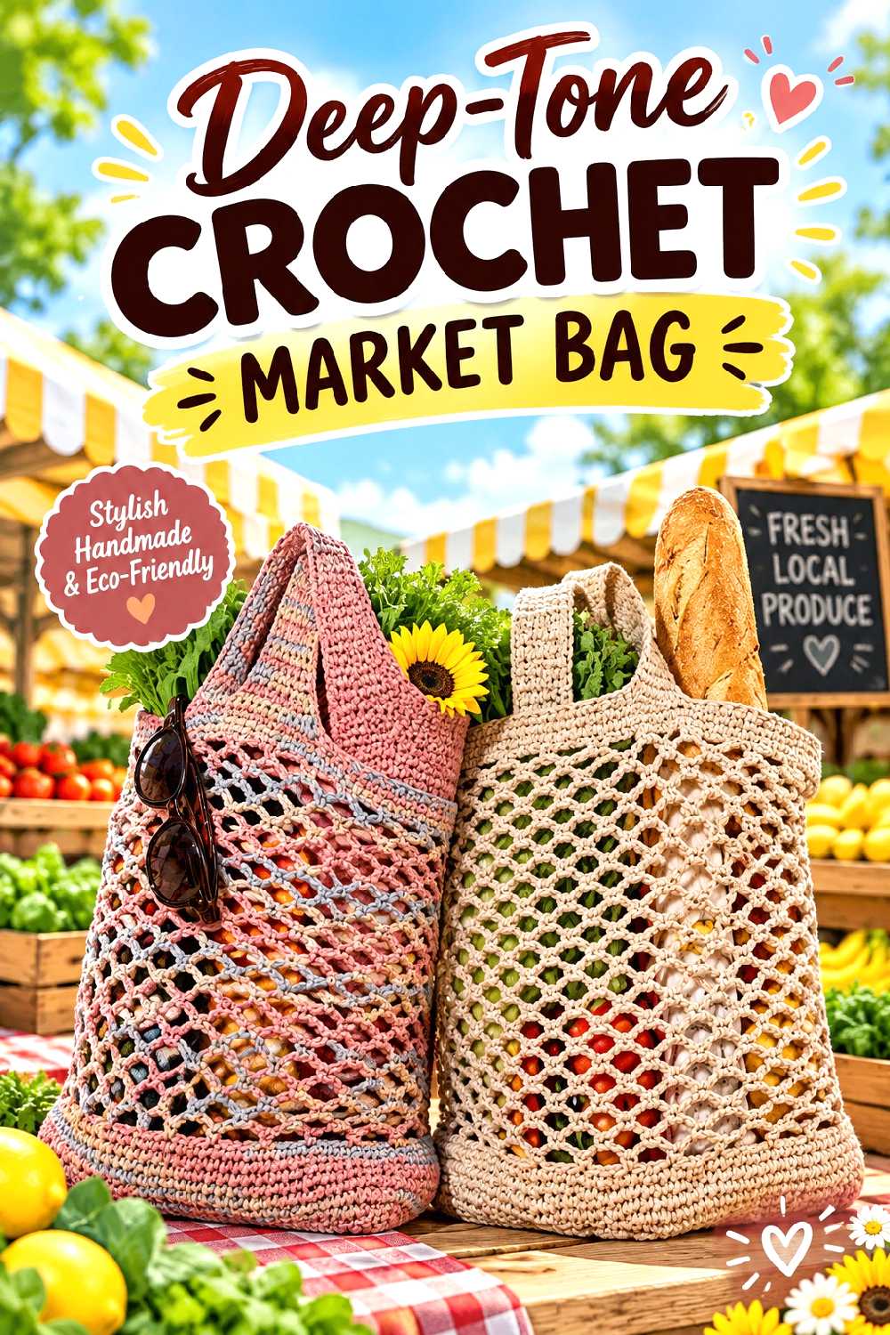 7. Deep Tone Crochet Market Bag