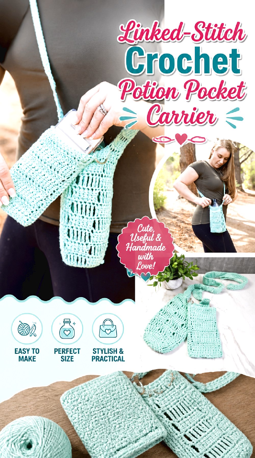 Linked Stitch Crochet Potion Pocket Carrier