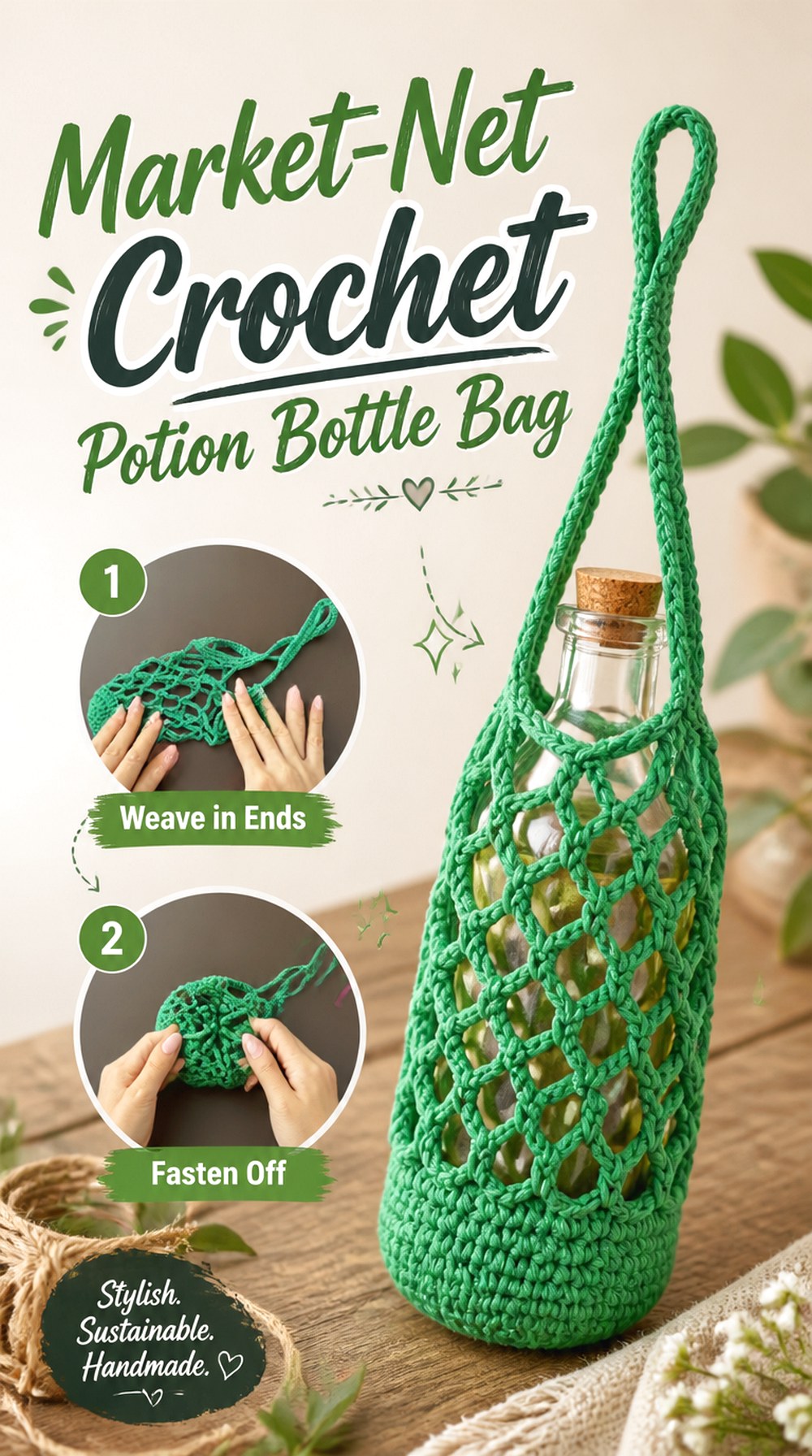 Market Net Crochet Potion Bottle Bag