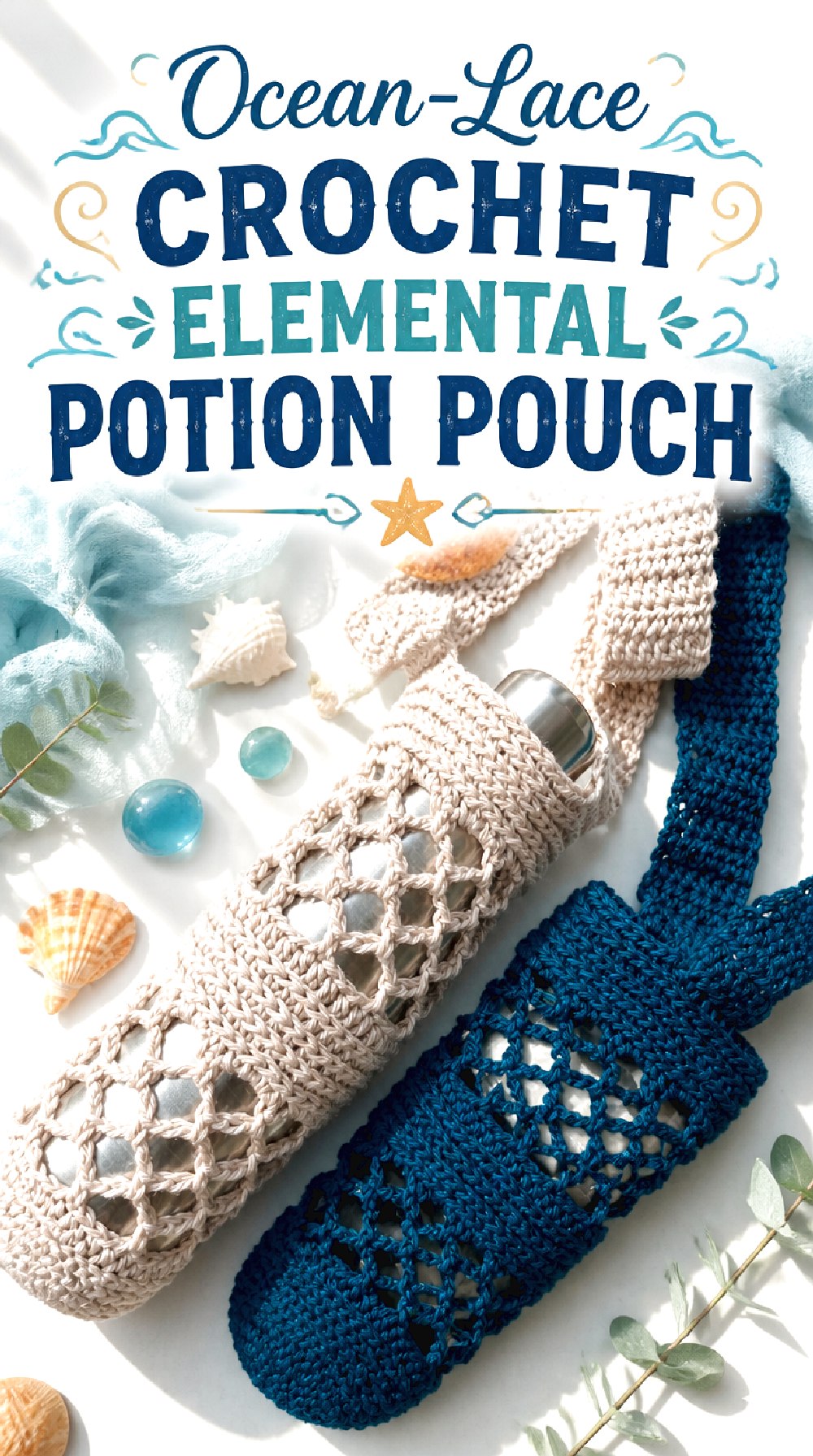 Ocean Lace Crochet Elemental Potion Pouch