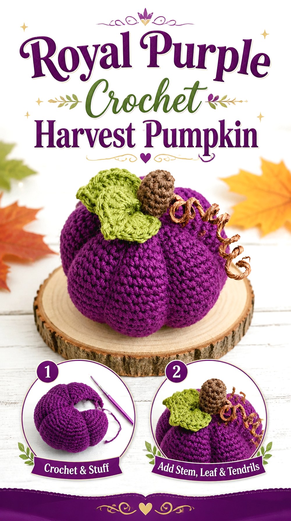 Royal Purple Crochet Harvest Pumpkin