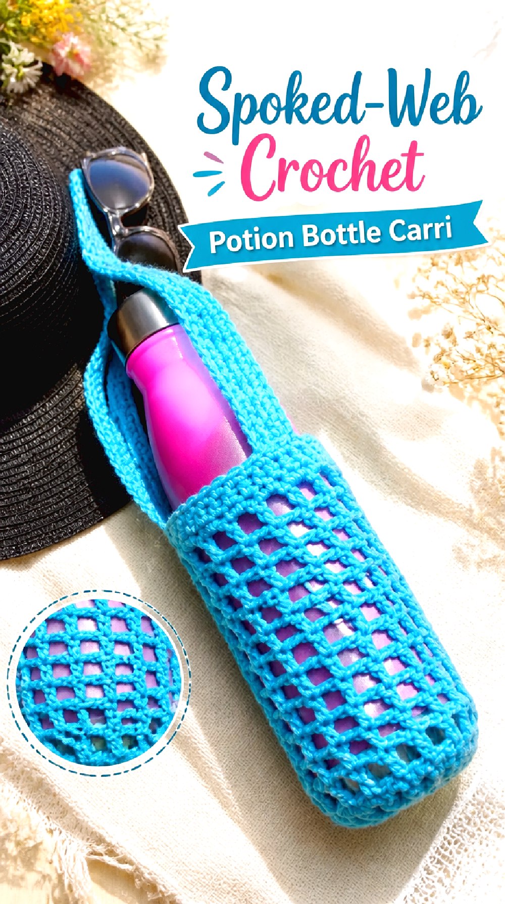 Spoked Web Crochet Potion Bottle Carrier