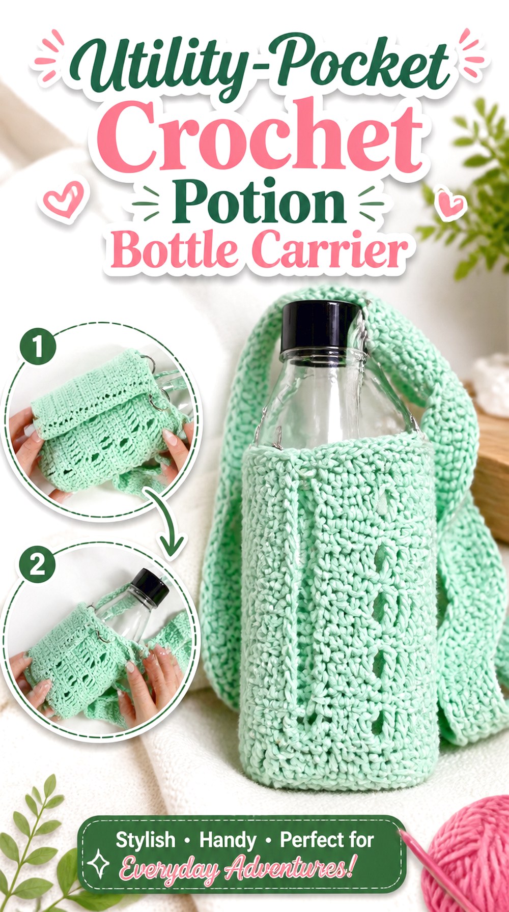Utility Pocket Crochet Potion Bottle Carrier