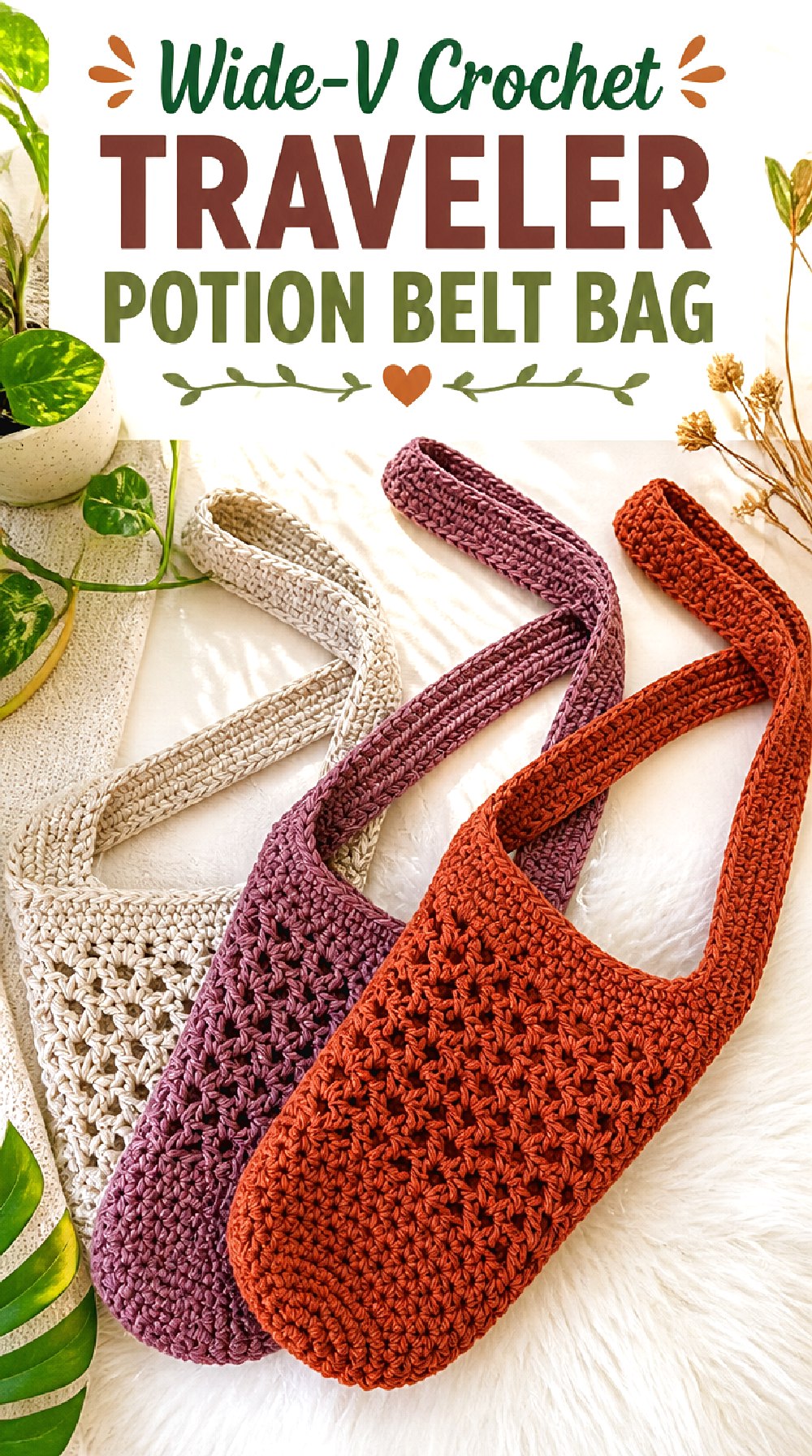 Wide V Crochet Traveler Potion Belt Bag