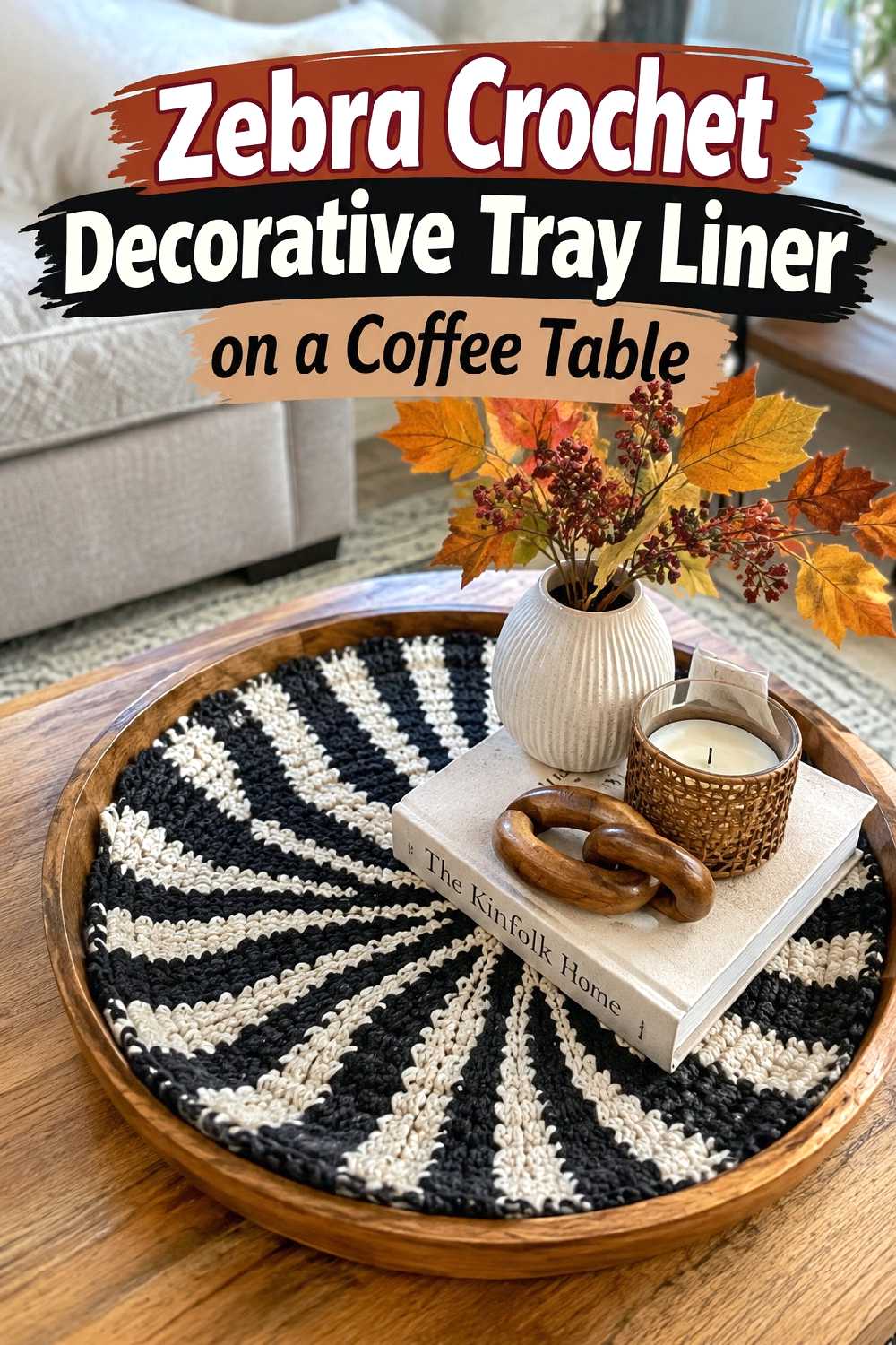 16. Zebra Crochet Decorative Tray Liner On A Coffee Table