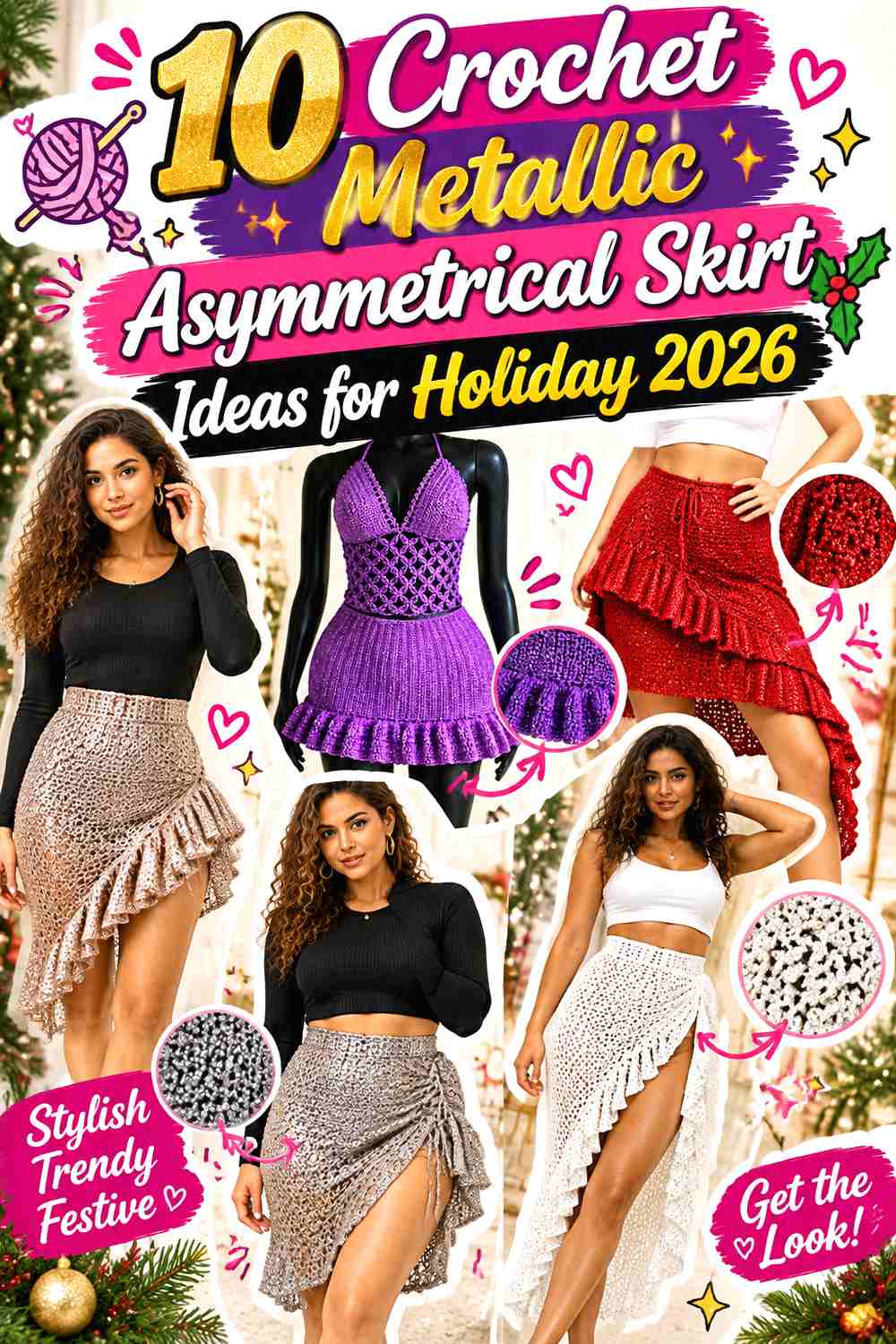 13 Crochet Metallic Asymmetrical Skirt Ideas for Holiday 2026