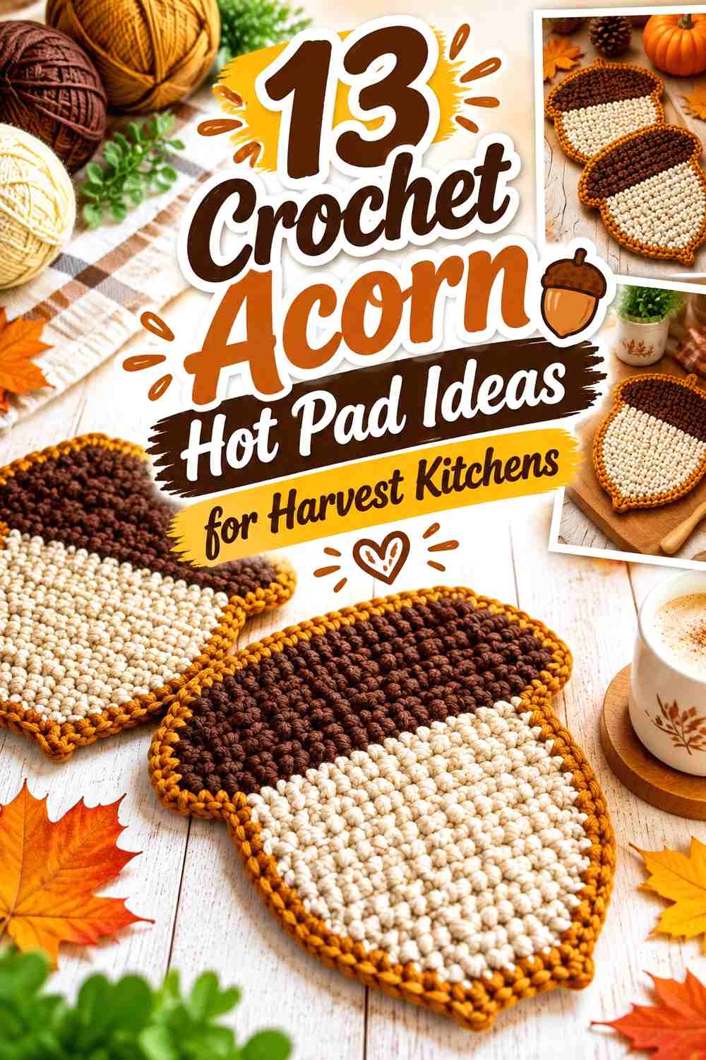 13 Crochet Acorn Hot Pad Ideas for Harvest Kitchens