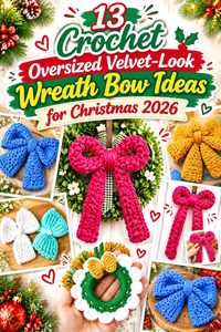14 Crochet Oversized Velvet-Look Wreath Bow Ideas for Christmas 2026