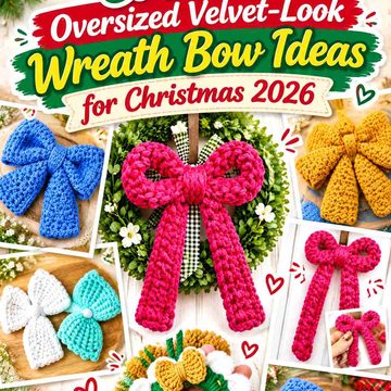14 Crochet Oversized Velvet-Look Wreath Bow Ideas for Christmas 2026