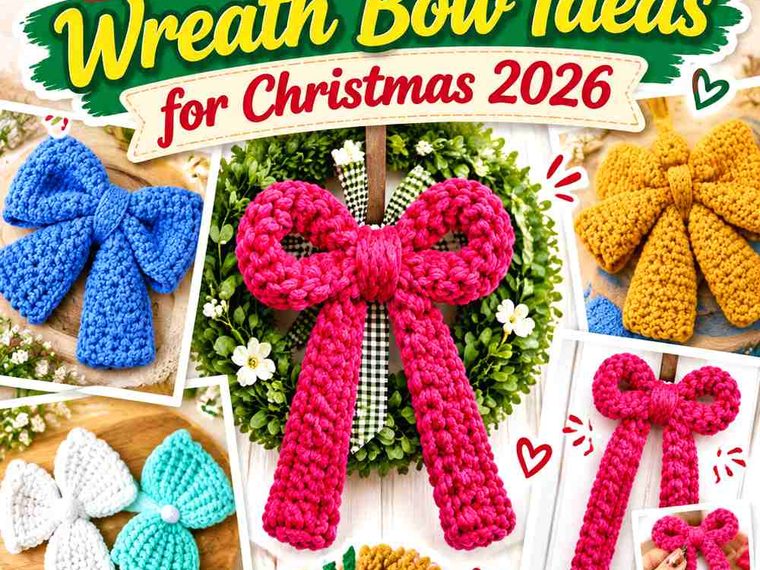 14 Crochet Oversized Velvet-Look Wreath Bow Ideas for Christmas 2026