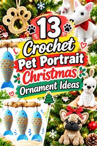 17 Crochet Pet Portrait Christmas Ornament Ideas