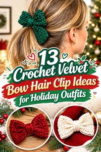 13 Crochet Velvet Bow Hair Clip Ideas for Holiday Outfits