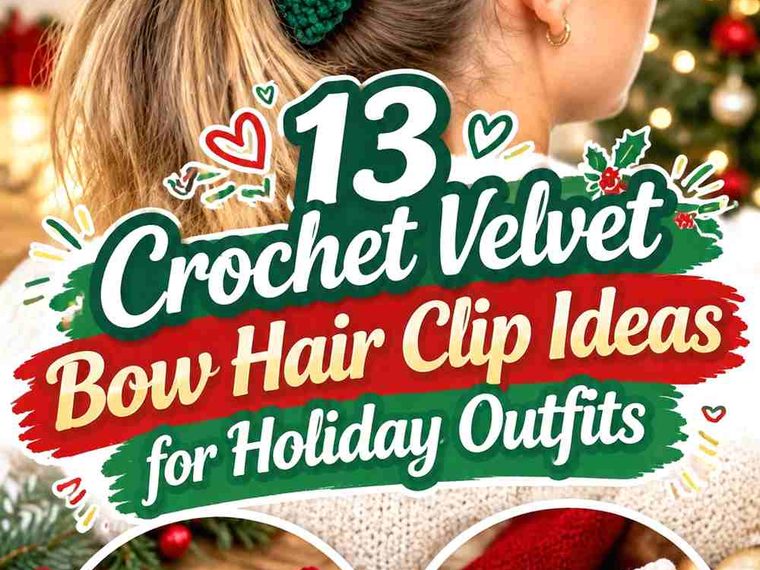13 Crochet Velvet Bow Hair Clip Ideas for Holiday Outfits