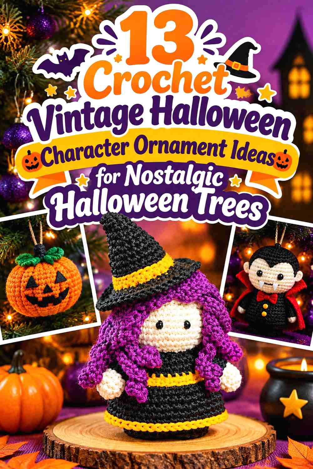 13 Crochet Vintage Halloween Character Ornament Ideas for Nostalgic Halloween Trees