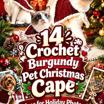 14 Crochet Burgundy Pet Christmas Cape Ideas for Holiday Photos