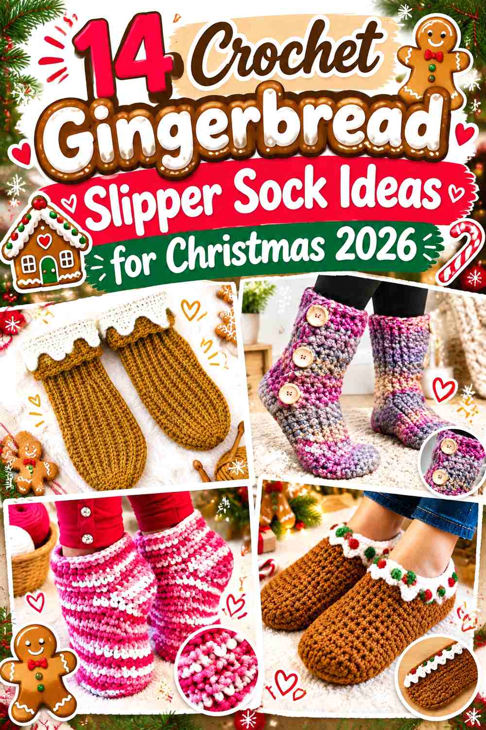 15 Crochet Gingerbread Slipper Sock Ideas for Christmas 2026