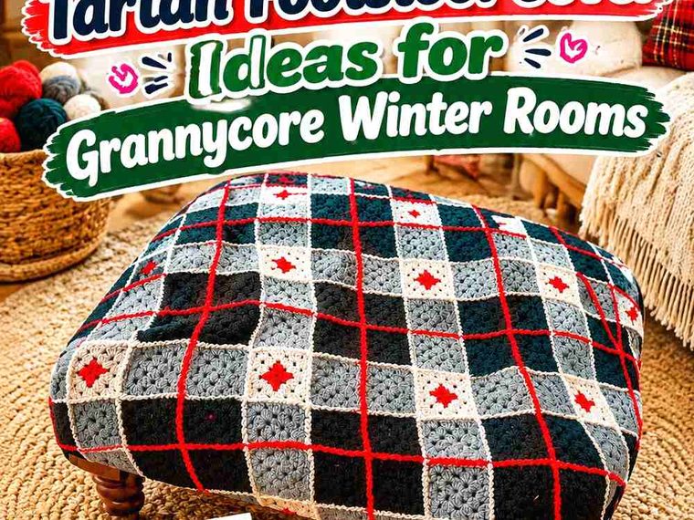 14 Crochet Heritage Tartan Footstool Cover Ideas for Grannycore Winter Rooms