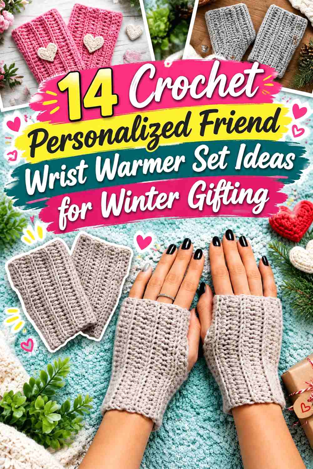 14 Crochet Personalized Friend Wrist Warmer Set Ideas for Winter Gifting