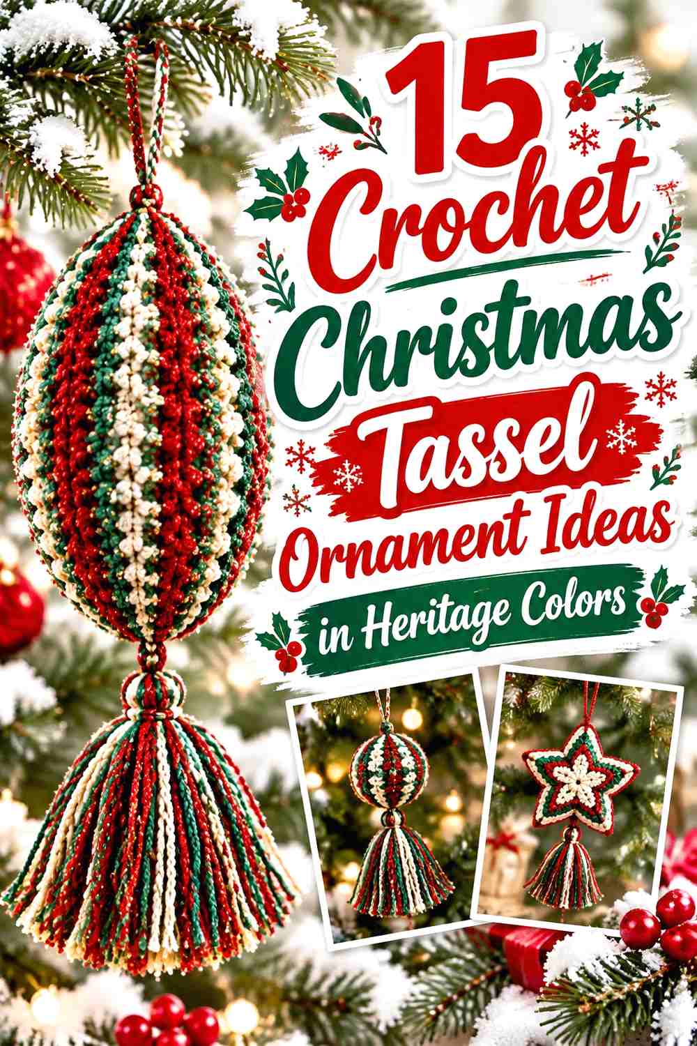 15 Crochet Christmas Tassel Ornament Ideas in Heritage Colors
