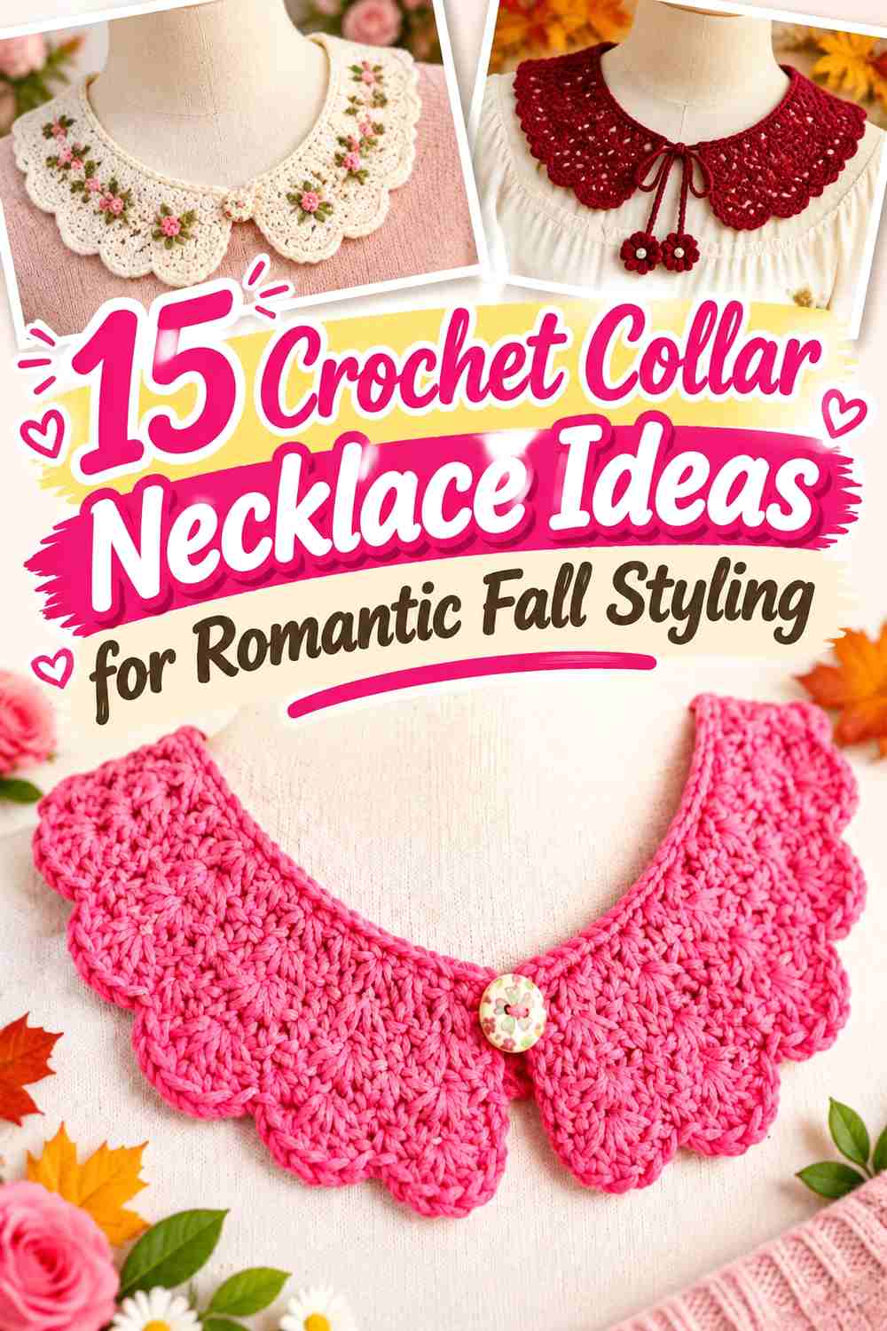 15 Crochet Collar Necklace Ideas for Romantic Fall Styling