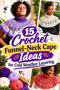 15 Crochet Funnel-Neck Cape Ideas for Cold Weather Layering