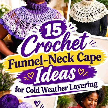 15 Crochet Funnel-Neck Cape Ideas for Cold Weather Layering