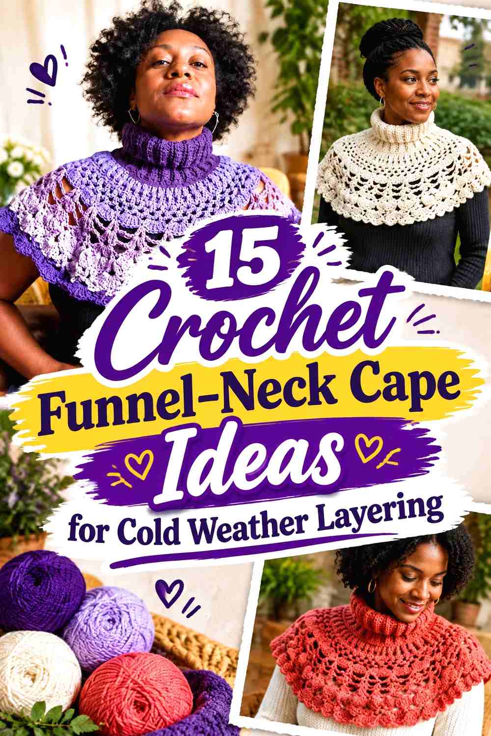 15 Crochet Funnel-Neck Cape Ideas for Cold Weather Layering