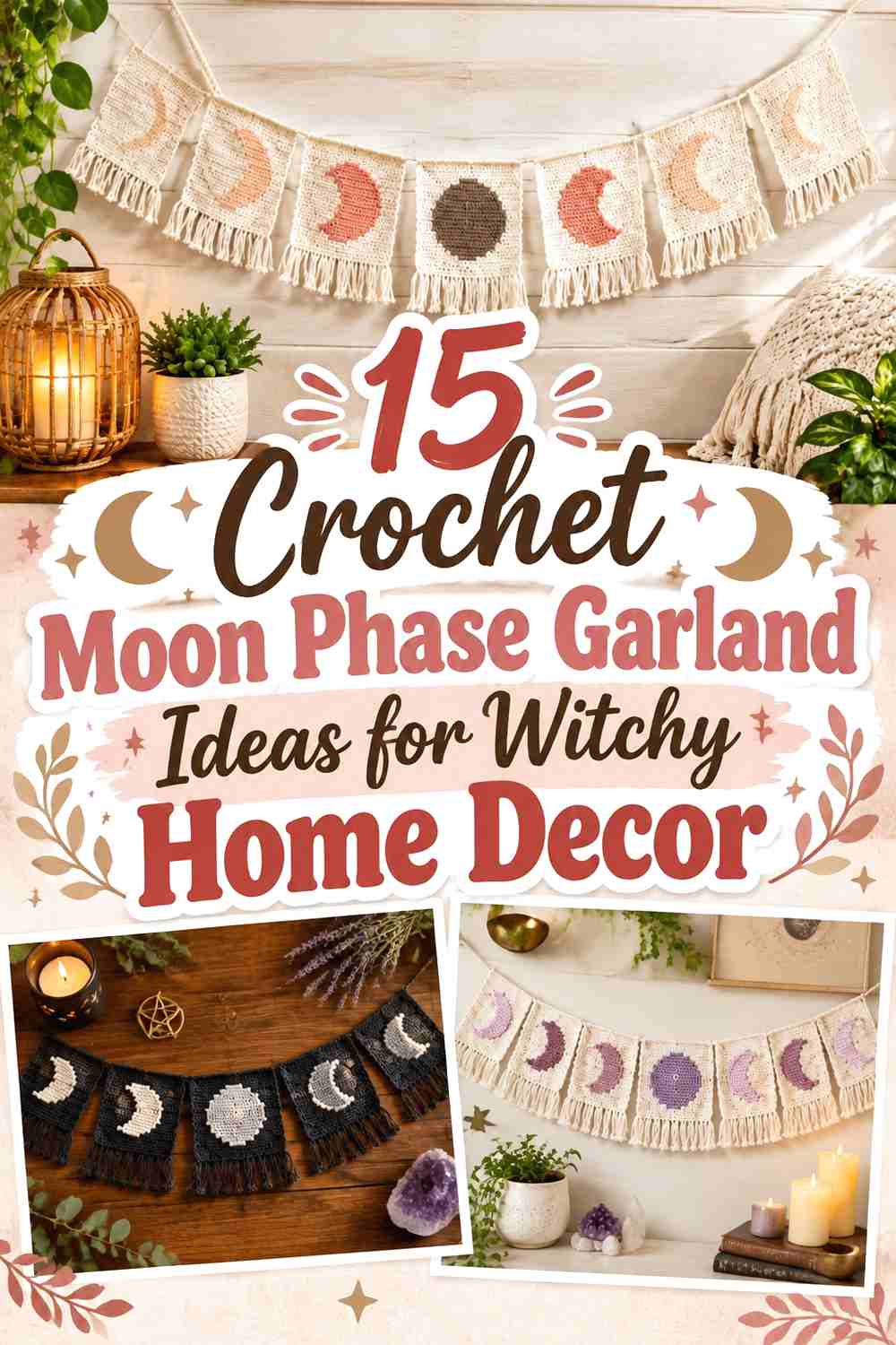 15 Crochet Moon Phase Garland Ideas for Witchy Home Decor