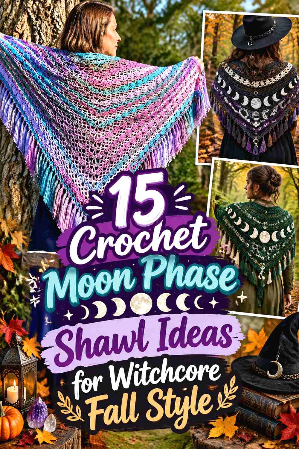 15 Crochet Moon Phase Shawl Ideas for Witchcore Fall Style