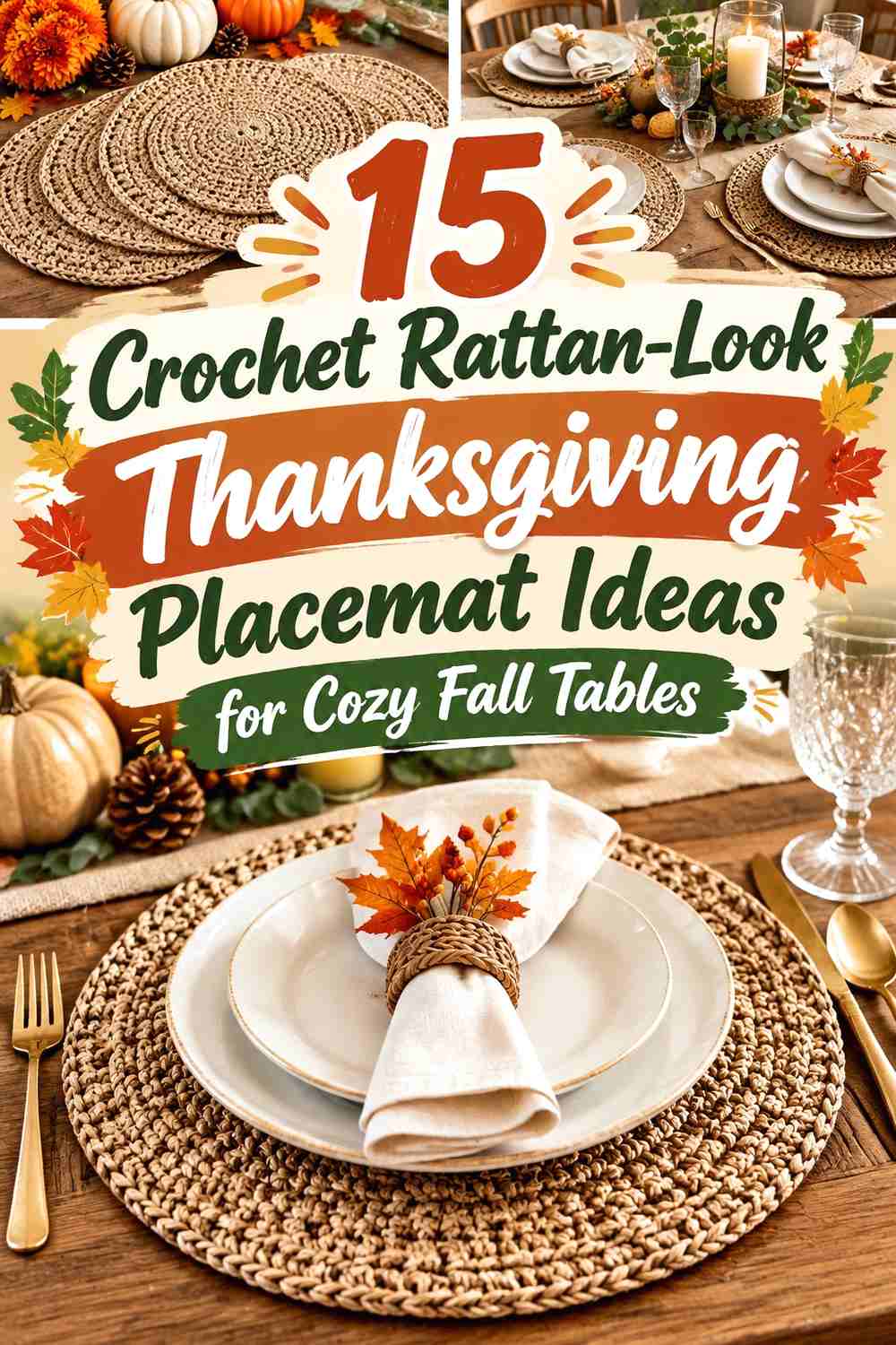 15 Crochet Rattan-Look Thanksgiving Placemat Ideas for Cozy Fall Tables