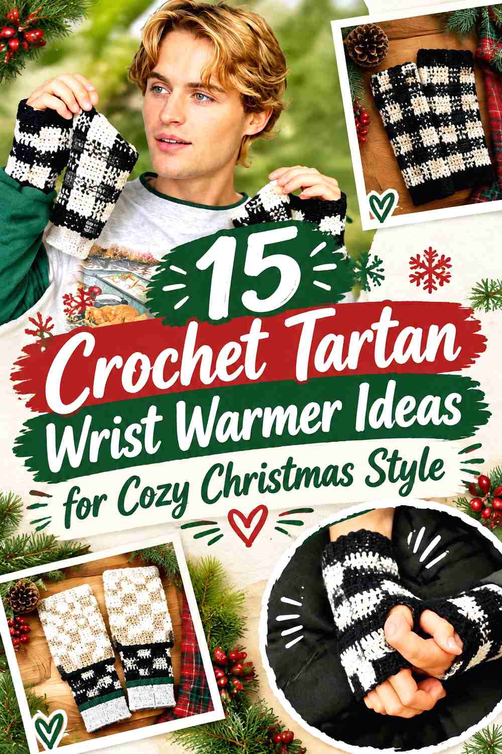 15 Crochet Tartan Wrist Warmer Ideas for Cozy Christmas Style