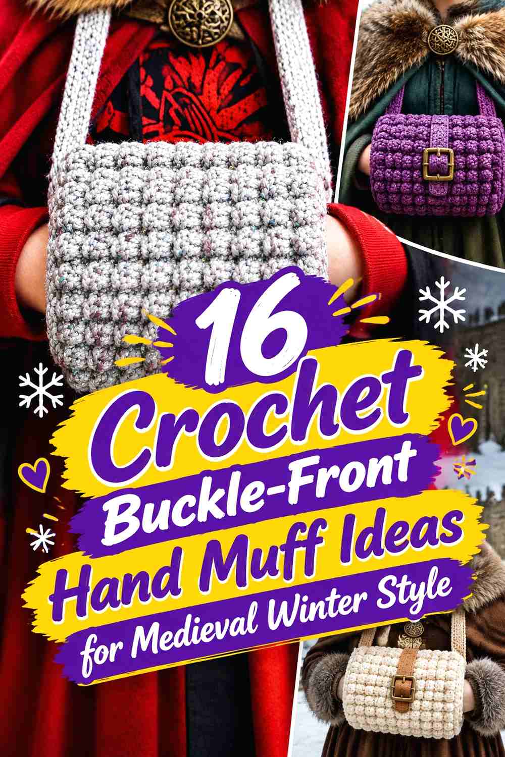 16 Crochet Buckle-Front Hand Muff Ideas for Medieval Winter Style